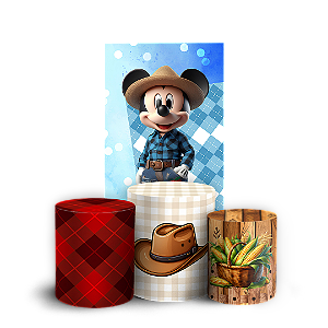 Capas Faixa Lateral e Trio Cilindro Sublimado Veste Fácil - Fazendinha Mickey e Minnie