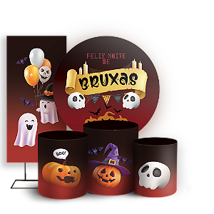 Capas Painel Redondo Trio Cilindro e Faixa Lateral Sublimado - Halloween
