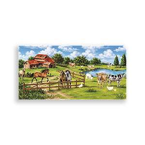 Capa Painel Retangular Sublimado - Fazendinha Aquarela