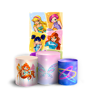 Capas Faixa Lateral e Trio Cilindro Sublimado Veste Fácil - O Clube das Winx