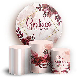 Capas Painel Redondo e Trio Cilindro Sublimado - Gratidão