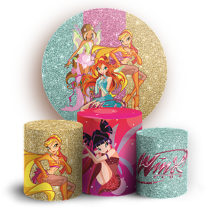 Capas Painel Redondo e Trio Cilindro Sublimado - Winx