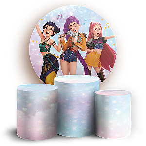 Capas Painel Redondo e Trio Cilindro Sublimado - Guerreiras do K-pop