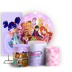 Capas Painel Redondo Trio Cilindro e Faixa Lateral Sublimado - O Clube das Winx