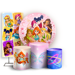 Capas Painel Redondo Trio Cilindro e Faixa Lateral Sublimado - O Clube das Winx