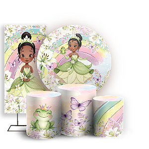 Capas Painel Redondo Trio Cilindro e Faixa Lateral Sublimado - Princesa Tiana