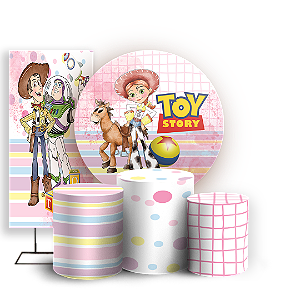 Capas Painel Redondo Trio Cilindro e Faixa Lateral Sublimado - Toy Story
