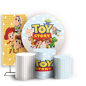 Capas Painel Redondo Trio Cilindro e Faixa Lateral Sublimado - Toy Story