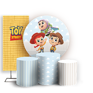 Capas Painel Redondo Trio Cilindro e Faixa Lateral Sublimado - Toy Story