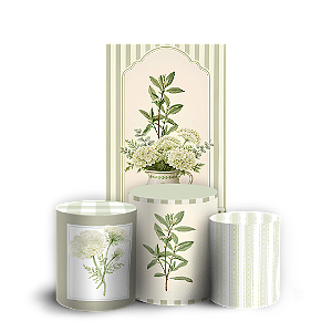 Capas Faixa Lateral e Trio Cilindro Sublimado Veste Fácil - Floral Verde