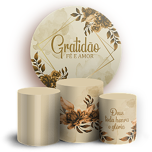 Capas Painel Redondo e Trio Cilindro Sublimado - Gratidão