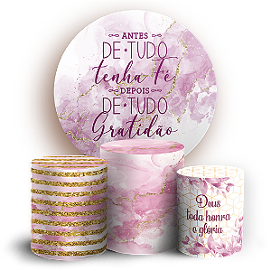 Capas Painel Redondo e Trio Cilindro Sublimado - Gratidão