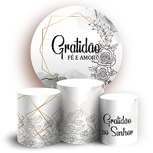 Capas Painel Redondo e Trio Cilindro Sublimado - Gratidão