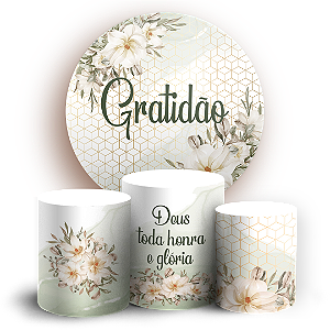 Capas Painel Redondo e Trio Cilindro Sublimado - Gratidão