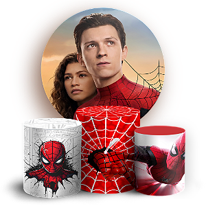 Capas Painel Redondo e Trio Cilindro Sublimado - Homem Aranha