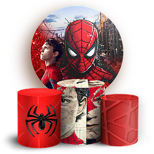 Capas Painel Redondo e Trio Cilindro Sublimado - Homem Aranha