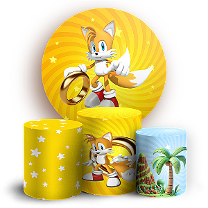 Capas Painel Redondo e Trio Cilindro Sublimado - Sonic