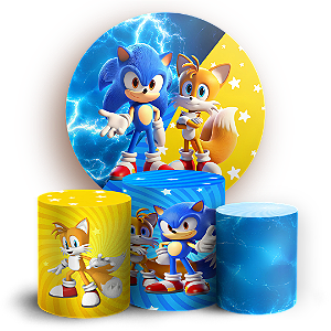 Capas Painel Redondo e Trio Cilindro Sublimado - Sonic