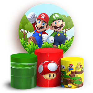 Capas Painel Redondo e Trio Cilindro Sublimado - Super Mario
