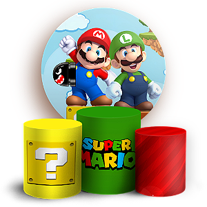 Capas Painel Redondo e Trio Cilindro Sublimado - Super Mario