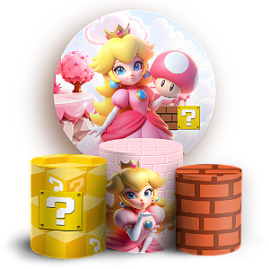 Capas Painel Redondo e Trio Cilindro Sublimado - Super Mario