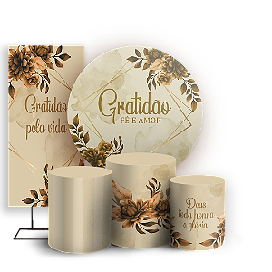 Capas Painel Redondo Trio Cilindro e Faixa Lateral Sublimado - Gratidão