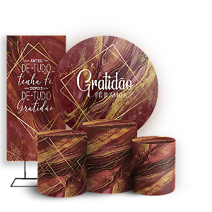 Capas Painel Redondo Trio Cilindro e Faixa Lateral Sublimado - Gratidão