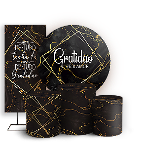 Capas Painel Redondo Trio Cilindro e Faixa Lateral Sublimado - Gratidão