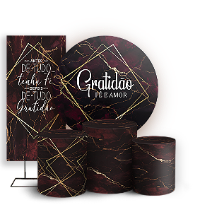Capas Painel Redondo Trio Cilindro e Faixa Lateral Sublimado - Gratidão
