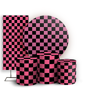 Capas Painel Redondo Trio Cilindro e Faixa Lateral Sublimado - Xadrez