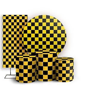 Capas Painel Redondo Trio Cilindro e Faixa Lateral Sublimado - Xadrez