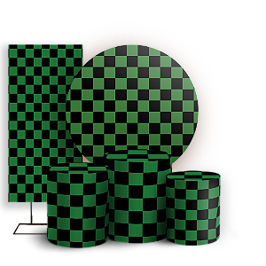 Capas Painel Redondo Trio Cilindro e Faixa Lateral Sublimado - Xadrez