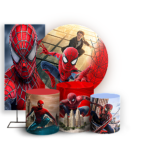 Capas Painel Redondo Trio Cilindro e Faixa Lateral Sublimado - Homem Aranha