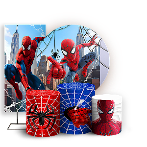 Capas Painel Redondo Trio Cilindro e Faixa Lateral Sublimado - Homem Aranha