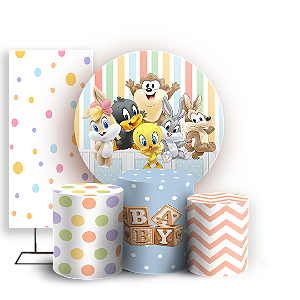 Capas Painel Redondo Trio Cilindro e Faixa Lateral Sublimado - Looney Tunes