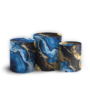 Capas Trio Cilindro Sublimado Veste Fácil - Azul e Dourado