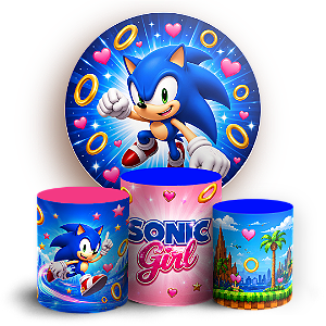 Capas Painel Redondo e Trio Cilindro Sublimado - Sonic