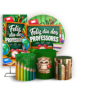 Capas Painel Redondo Trio Cilindro e Faixa Lateral Sublimado - Dia dos Professores