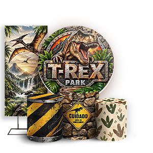 Capas Painel Redondo Trio Cilindro e Faixa Lateral Sublimado - Dino Rex