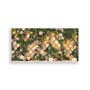 Capa Painel Retangular Sublimado - Ripado Madeira com Flores