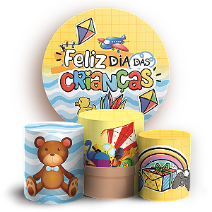 Capas Painel Redondo e Trio Cilindro Sublimado - Dia das Crianças