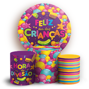 Capas Painel Redondo e Trio Cilindro Sublimado - Dia das Crianças