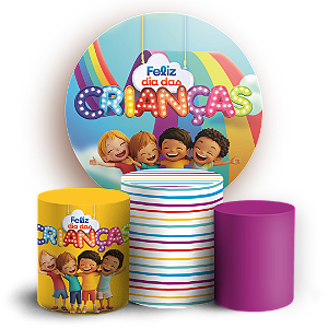 Capas Painel Redondo e Trio Cilindro Sublimado - Dia das Crianças
