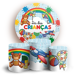 Capas Painel Redondo e Trio Cilindro Sublimado - Dia das Crianças