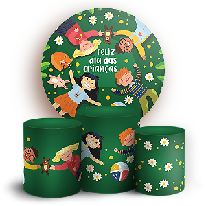 Capas Painel Redondo e Trio Cilindro Sublimado - Dia das Crianças
