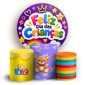 Capas Painel Redondo e Trio Cilindro Sublimado - Dia das Crianças