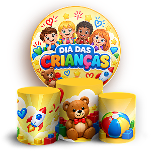 Capas Painel Redondo e Trio Cilindro Sublimado - Dia das Crianças