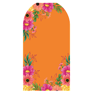 Capa Faixa Lateral Sublimado - Flores - Laranja