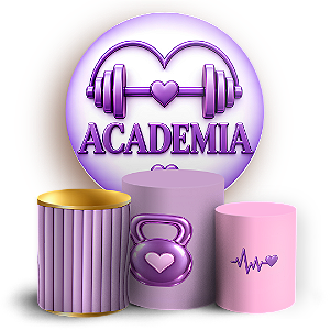 Capas Painel Redondo e Trio Cilindro Sublimado - Academia