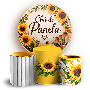 Capas Painel Redondo e Trio Cilindro Sublimado - Chá de Panela